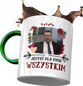 Bögre Zöld-Fekete Pis Ajándék Nyomtatott Fotóval