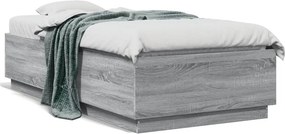 vidaXL sonoma tölgyszínű szerelt fa ágykeret 75 x 190 cm