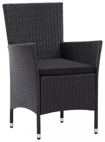 7 részes fekete kültéri polyrattan étkezőgarnitúra