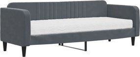 vidaXL sötétszürke bársony heverő matraccal 80 x 200 cm
