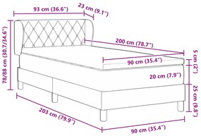 Boxspring Ágy Matrac Sötét Zöld 90x200 cm Bársony