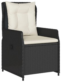 3 részes fekete polyrattan kerti étkezőgarnitúra párnákkal