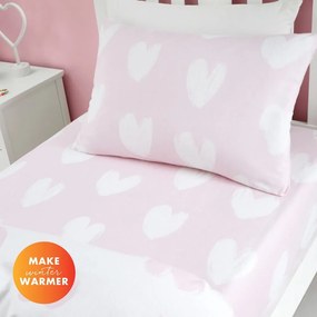 Egyszemélyes flanel gyerek lepedő 90x190 cm Hearts – Catherine Lansfield