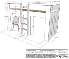 Fehér magasított borovi fenyő gyerekágy 90x200 cm RENO – Vipack