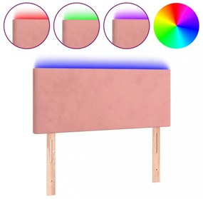 rózsaszín bársony LED-es fejtámla 90x5x78/88 cm
