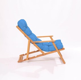 Kék-natúr színű tömörfa kerti napozószék – Floriane Garden