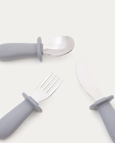 Kék műanyag-szilikon gyerek evőeszköz 3 db-os Lili – Kave Home