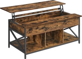 Dohányzóasztal nyitott és rejtett tárolóval 60x120 cm, rusztikus barna