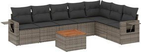 vidaXL 8 részes szürke polyrattan kerti ülőgarnitúra párnákkal