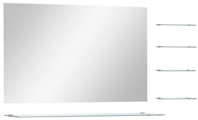 ezüstszínű falitükör 5 polccal 100 x 60 cm