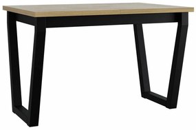 Asztal Victorville 301Fekete, Sonoma tölgy, 75x80x140cm, Hosszabbíthatóság, Laminált forgácslap, Fém