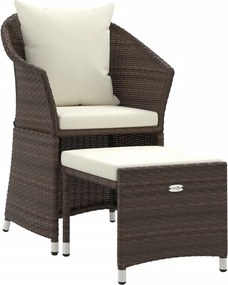 vidaXL 2 részes barna polyrattan kerti ülőgarnitúra párnákkal