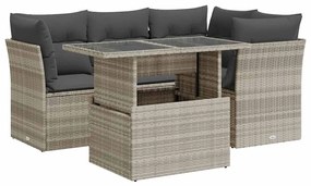 vidaXL 5 részes világosszürke polyrattan kerti ülőgarnitúra párnákkal