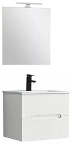 Trent Fürdőszobabútor 60 cm kerámia mosdóval (2 fiókos) tükörrel 60x80 cm fehér