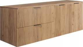 Fürdőszobai mosdószekrény 140 cm-es tölgyfa, divatos, Mintás Mdf frontokkal