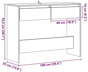 kézműves tölgy színű szerelt fa dohányzóasztal 100x35x76,5 cm