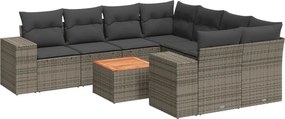 vidaXL 9 részes szürke polyrattan kerti ülőgarnitúra párnákkal