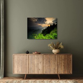 Kép - zöld hegyvidéki táj (üvegen) (70x50 cm)