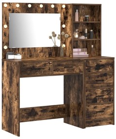 2 Részes Sminkasztal Szett LED Füstölt Tölgy MDF