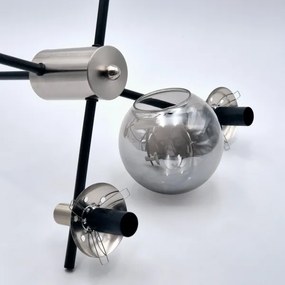 Csillár rúdon LILOU 4xE14/5W/230V matt króm/füstös