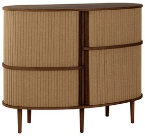 Barna-világosbarna szekrény tolóajtóval, tölgyfa dekorral 120x100x50 cm Audacious – UMAGE