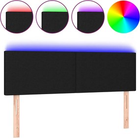 vidaXL fekete szövet LED-es fejtámla 144x5x78/88 cm