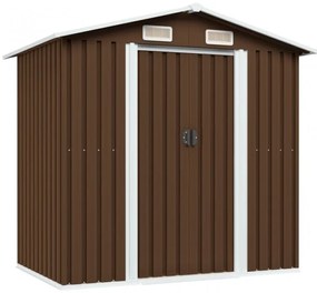 Barna acél kerti fészer 204 x 132 x 186 cm