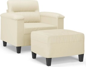 vidaXL krémszínű műbőr kanapéfotel lábtartóval 60 cm