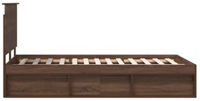 vidaXL Ágykeret fejtámlával Barna Tölgy 120 x 200 cm Tömör fenyőfa