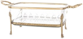 Loyd design barokkos üvegezett míves sárgaréz tárolódoboz 10x29x15cm