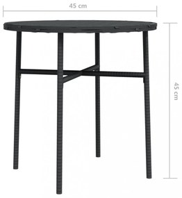 fekete polyrattan teázóasztal 45 cm