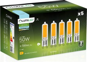 5x Led izzó Kapszula Mini G9 5W 50W 230V 6500K Hideg üveg szín Cob