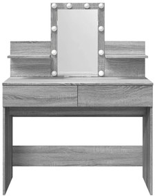 szürke sonoma színű fésülködőasztal LED-del 100 x 40 x 130 cm