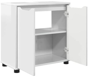 Fürdőszoba mosdószekrény Magas Fényű Fehér 60 x 30 x 60 cm