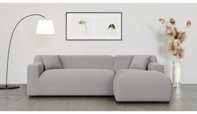 Világosszürke kordbársony sarokkanapé (jobb oldali-heverő résszel) Martin – Ropez