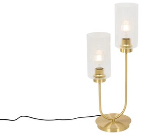 Art Deco asztali lámpa arany üveggel 2 fényű - Laura