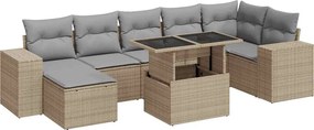 vidaXL 8 részes bézs polyrattan kerti ülőgarnitúra párnával