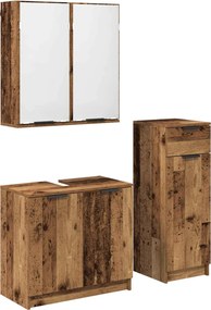 vidaXL Fürdőszoba bútor szett fiókkal ajtóval 3 pcs Öreg fa Faanyag