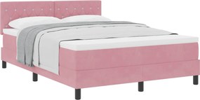vidaXL Boxrugós ágy matracmal Rózsaszín 140 x 190 cm Bársony