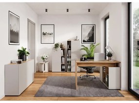 Krémszínű szekrény tölgyfa dekorral 120x76x34 cm Adrano – Germania