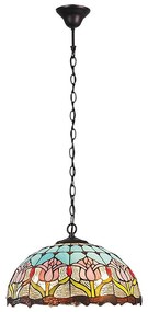 Brilagi - Tiffany stílusú vitrázs csillár, láncra függesztett LORAS 2xE27/60W/230V