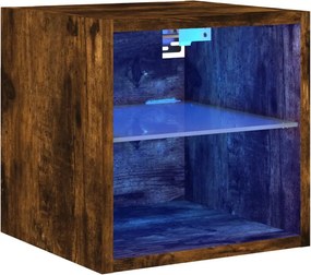 vidaXL füstös tölgy színű fali TV-szekrény LED-ekkel 30 x 28,5 x 30 cm