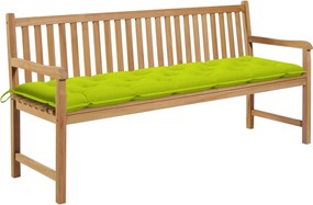 vidaXL tömör tíkfa kerti pad élénkzöld párnával 175 cm
