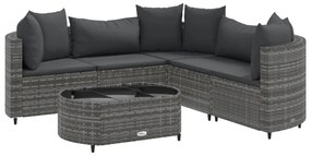 6 részes szürke polyrattan kerti ülőgarnitúra párnákkal
