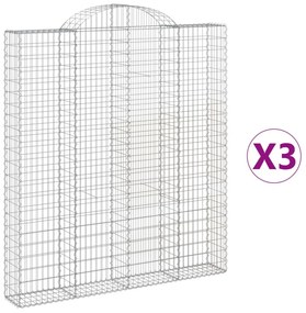 3 db íves horganyzott vas gabion kosár 200x30x220/240 cm