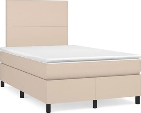 vidaXL cappuccino színű műbőr rugós ágy matraccal 120 x 200 cm