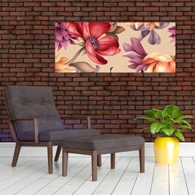 Kép - Vintage virágok (120x50 cm)