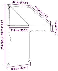 kézzel feltekerhető antracitszürke napellenző 100 cm