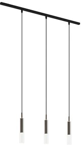 Modern fekete sínrendszer 3 sötét bronz függőlámpával, 1 fázisú - Slimline Loyce