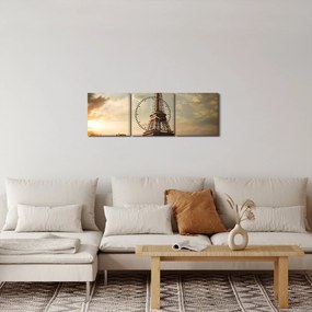 Kép - Eiffel-torony, Párizs, Franciaország (órával) (90x30 cm)